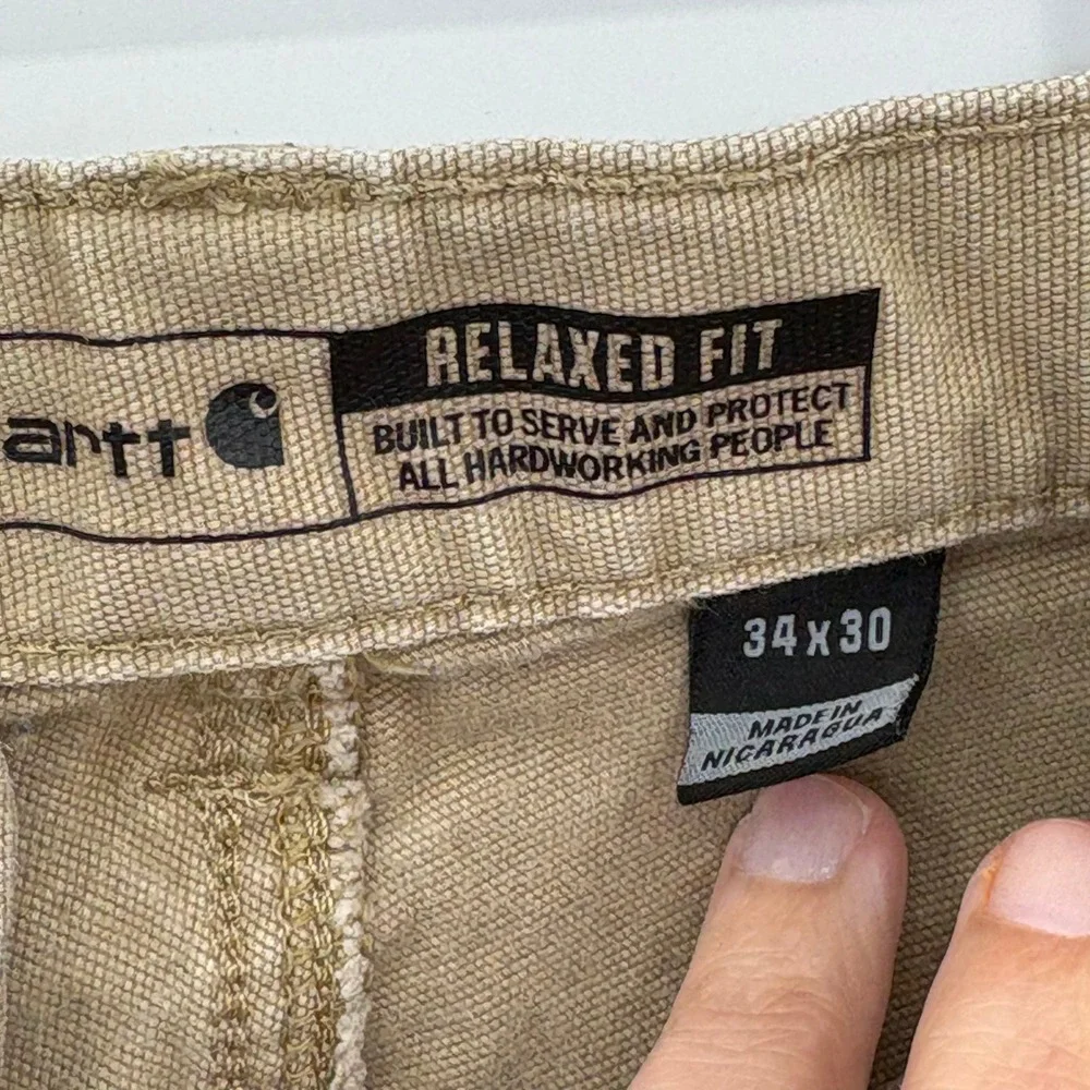Lot of 2 Carhartt‎ Mens Rugged Flex Relaxed Fit Canvas Work Pants 34x30 Tan
